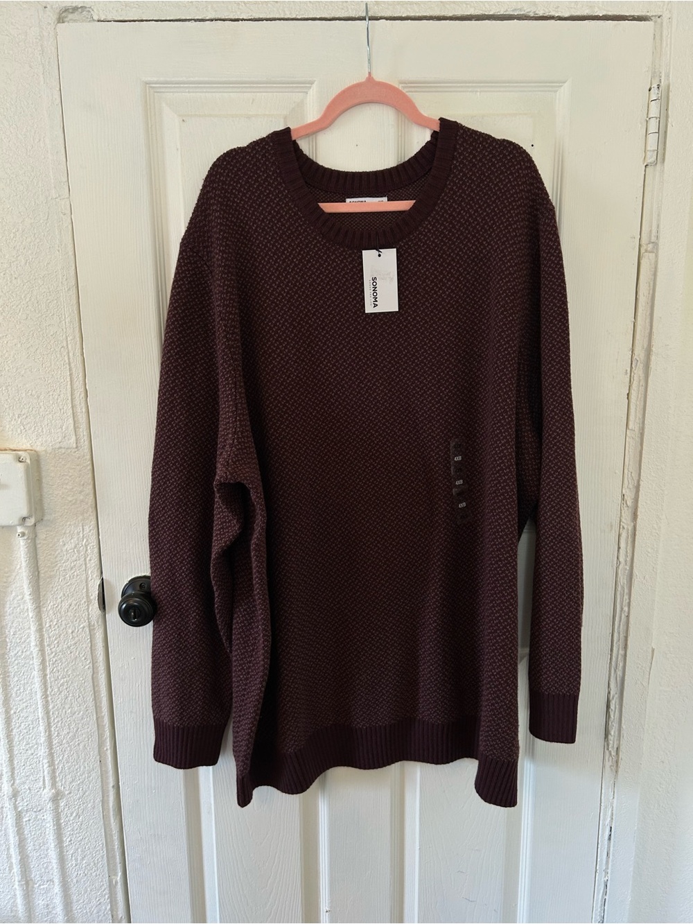 Big & Tall 4XB Sonoma Goods for Life Birdseye Crewneck Sweater, Men's Burgundy